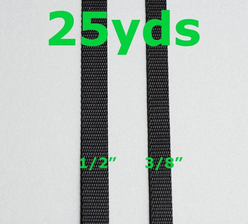 Inch,1/2 Inch 25yds Black Lite Weight Nylon Webbing  