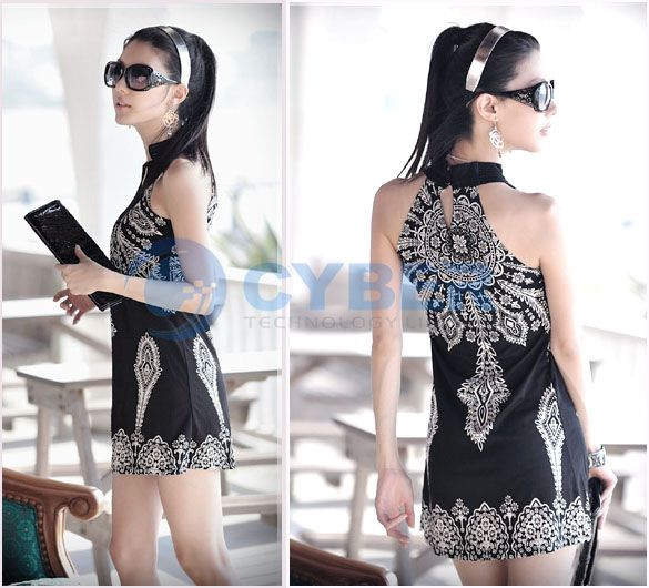 New Womens Floral Classic Vintage Collar Exotic Mini Dress  