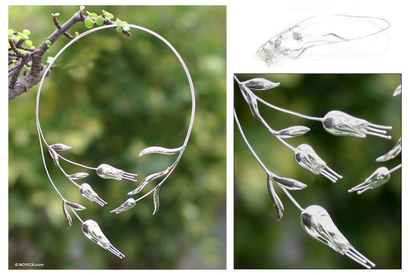 WIND FLOWERS~Handmade Silver Necklace~Peru Jewelry Art  