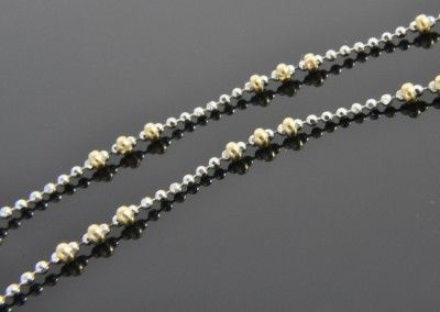 Two Tone 14K Yellow & White Gold Bead Ball Chain Anklet Ankle Bracelet 