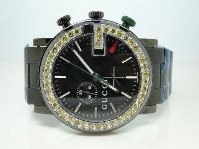 MENS 3.5CT CANARY DIAMOND 101G GUCCI YA101331 PVD WATCH  