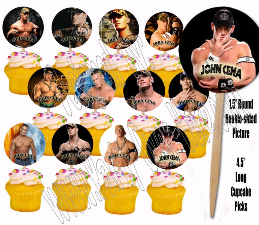 Wrestling Wrestlers JOHN CENA ONLY 12 Images Cupcake Picks Cake 