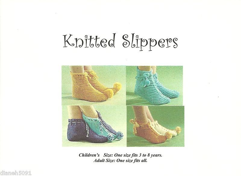 Vintage Slippers Knitting Pattern. Kids & Adults Sizes  