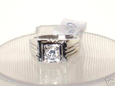 SIMULATED SOLID DIAMOND 18KGP WEDDING RING MENS SIZE 8, 9, 10  