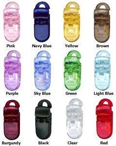 20 BABY PACIFIER HOLDER BADGE CLIP BIB MAM U PICK COLOR  