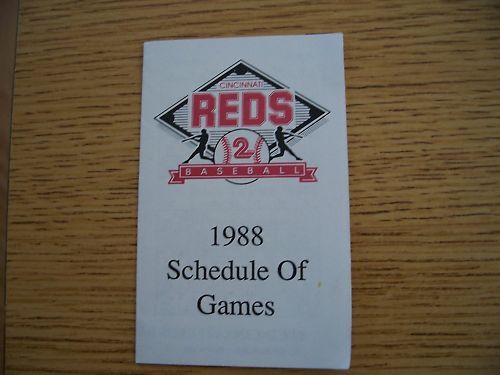 1988 Cincinnati Reds Baseball Pocket Schedule  Kroger  