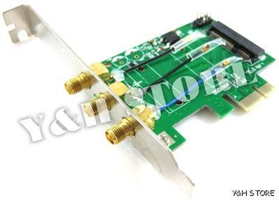 Mini PCI E to PCI E Adapter Wireless Network 3 Antenna  