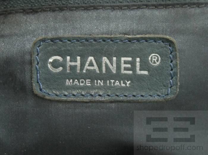 Chanel Blue Grey Distressed Caviar Leather Baby Cabas Bag  