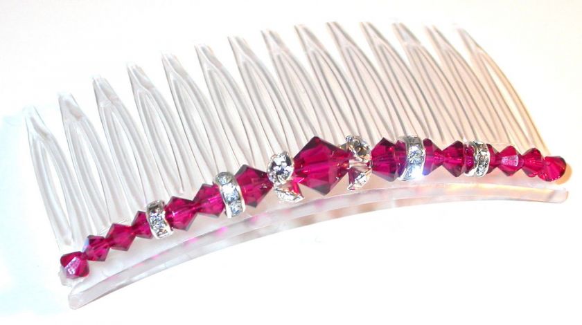 SWAROVSKI CRYSTAL ELEMENTS Hair Comb RUBY RED  