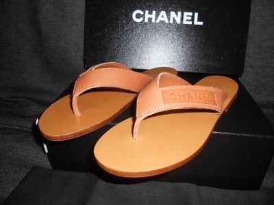 CHANEL Leather Thong Flip Flop Flat Sandals Shoes 35.5  