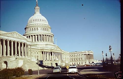 Vintage 35mm Slide Cap Building Wash. D.C. W/50s Cars  