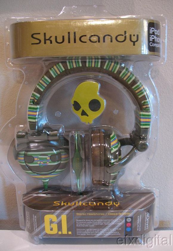 Skullcandy GI Headphones in Brown Stripe   New  