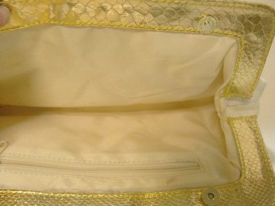 White Sparkle Gold Metallic Trim Evening Bag Purse Prom  