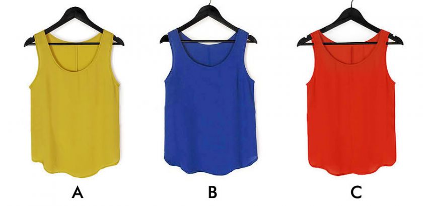 New Womens Ladies Casual Chiffon Asymmetrical Sleeveless Tank Top Vest 