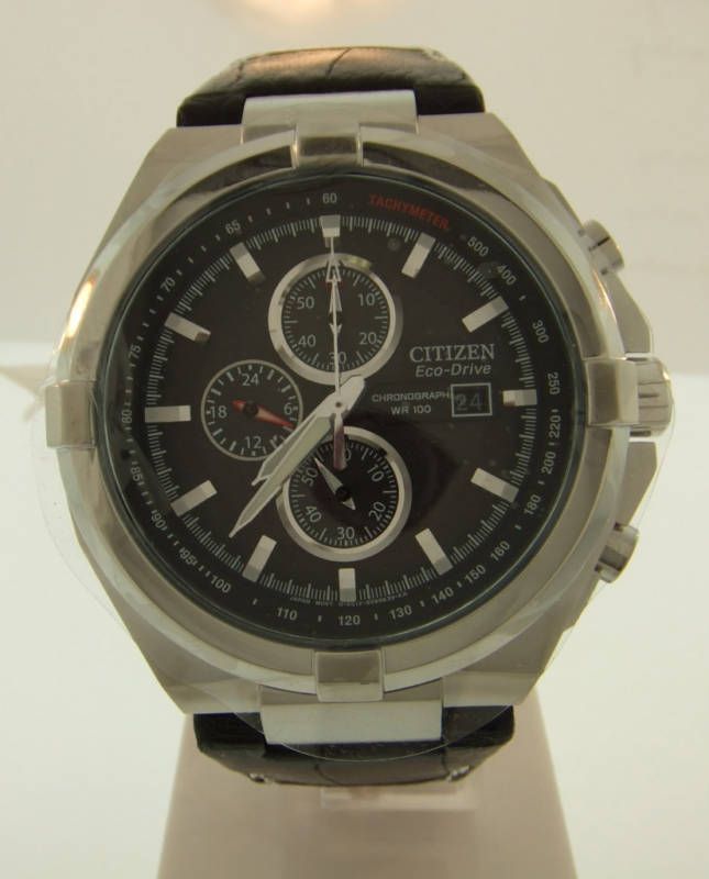Brand New Citizen Eco Drive WR100 Quartz Chronograph Leather Watch 