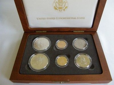 1989 CONGRESSIONAL GOLD SILVER PF UC 6 COIN BOX SET  