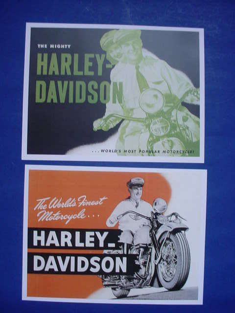 Pair 1947/48 Harley Davidson Motorcycle Riders Posters  