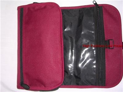   Large Red Trifold Bag TOILETRY CASE Travel Kit COSMETIC POUCH  