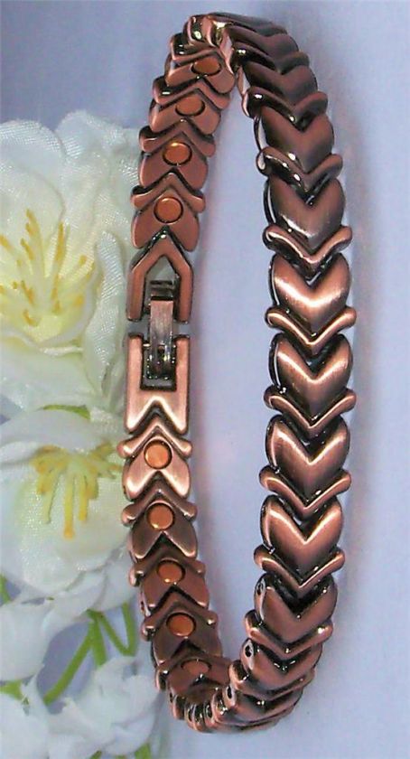   COPPER HIGH POWER GOLF THERAPY PAIN RELIEF HEARTS MAGNETIC BRACELET