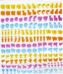 Semi Translucent colorful lowercase ABC Letter Stickers  