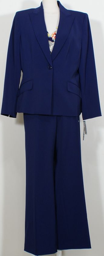 NWT KASPER Bright Navy Crepe 3 Pc Pant Suit 18  