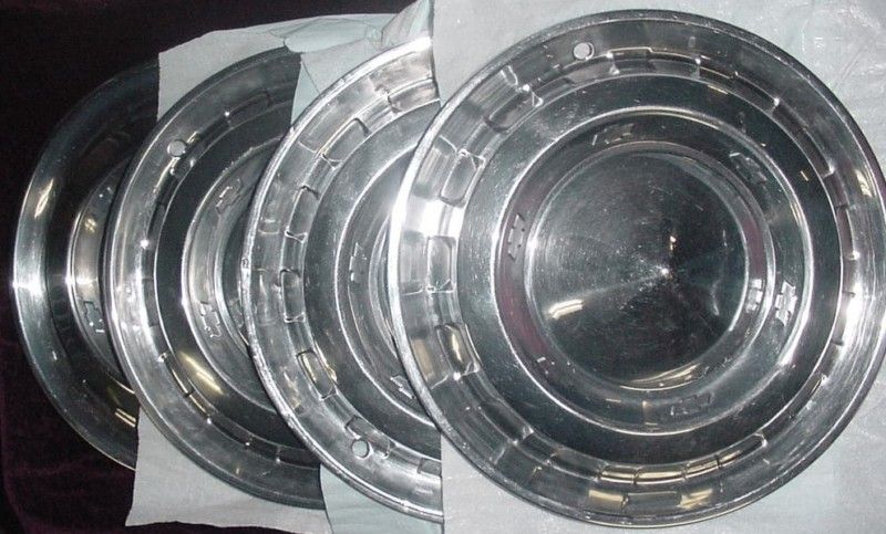 VINTAGE 1955 1956 CHEVY OEM GM HUBCAPS SET OF 4  