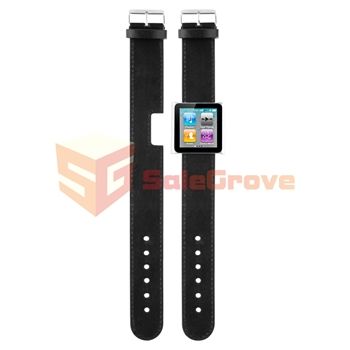 Leather Wrist Band Watch Strap+LCD for iPod Nano 6th 6G  