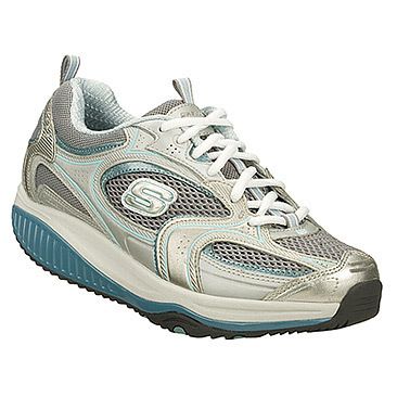 SKECHERS Shape Ups Womens XF Accelerators Silver Blue Sneakers Shoes 