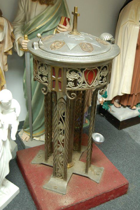 Nice older Wrought Iron Baptismal Font + chalice co.  