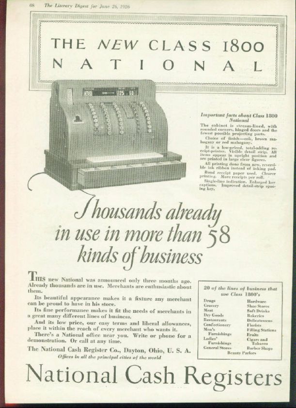 HUGE Lot of 1916 1920s National Cash Register Ads   7  