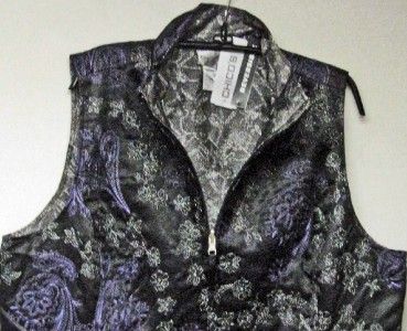 CHICOS REVERSE STITCH LINA REVERSIBLE VEST NWT$89 SZ 2  