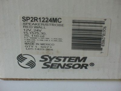 SYSTEM SENSOR SP2R1224MC FIRE ALARM STROBE SPEAKER W/ MOUNTIN BOX 
