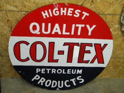 Old Col Tex Texas Texaco Porcelain Gas Motor Oils Refning Sign DBL 