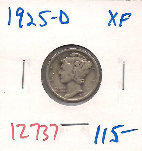 1925 D Mercury Dime Ten Cent Extra Fine #12737  