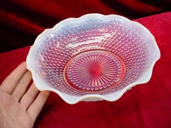 Antique HOBNAIL MOONSTONE LARGE OPALESCENT BOWL  