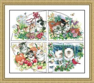 The four seasons of cat*** counted cross stitch kits  