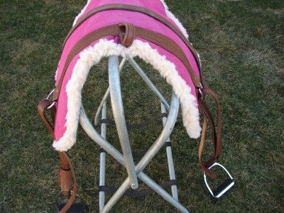 Brand New PINK suede leather Horse bareback saddle with stirrups 