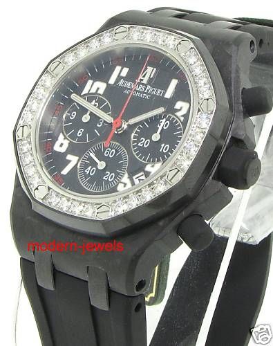 AUDEMARS PIGUET LADY OFFSHORE CARBON DIAMOND WATCH HOT  