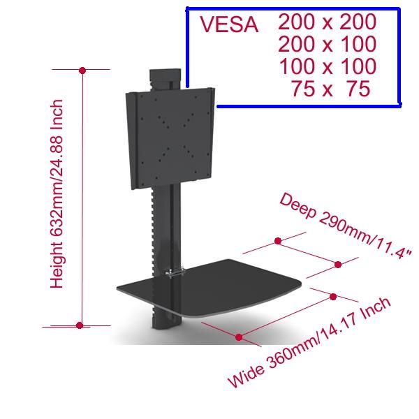 VIZIO 26 32 LCD LED DVD Wall Mount + Glass Shelf 1429  