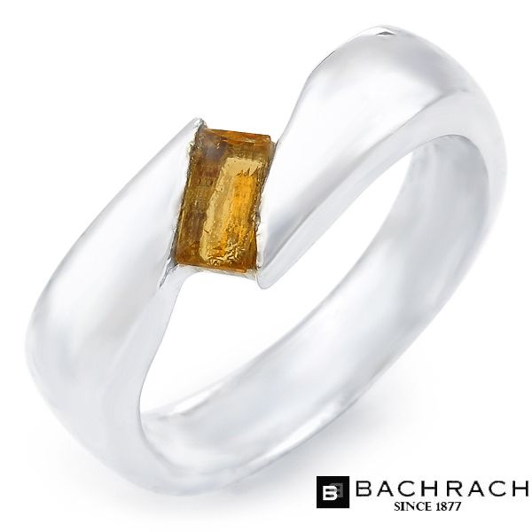 BACHRACH Genuine Citrine Ring Made 925 Sterling Silver  