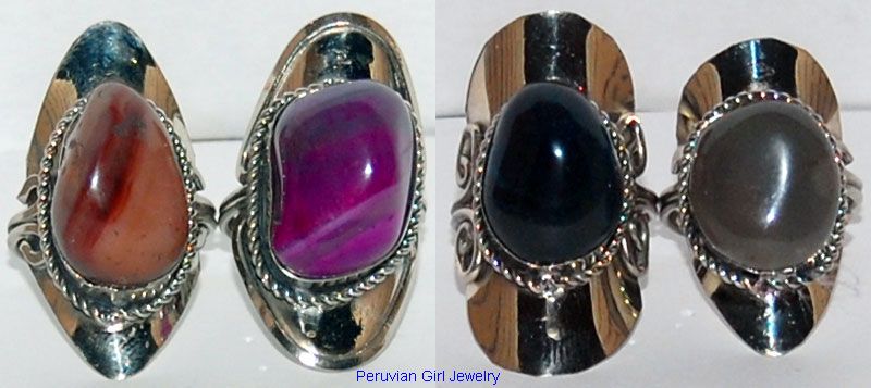 RINGS PERUVIAN QUARTZ AGATE STONE JEWELRY WHOLESALE  