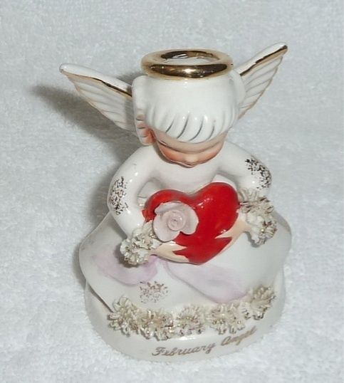 VINTAGE NAPCO FEBRUARY SPAGHETTI ANGEL GIRL VALENTINE FIGURINE  