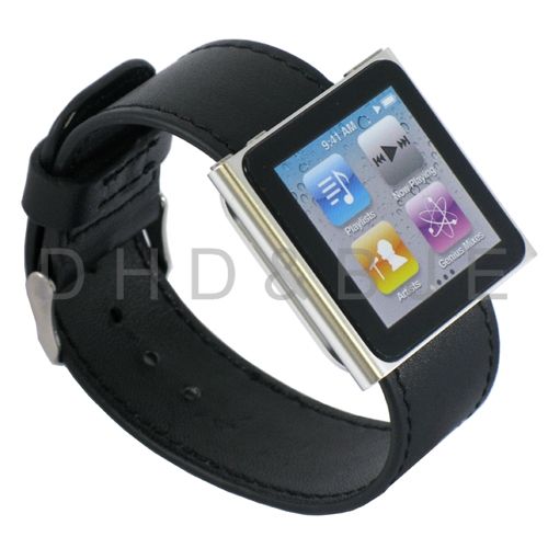 NEW Black PU Leather Watch Band for Apple iPodNano 6