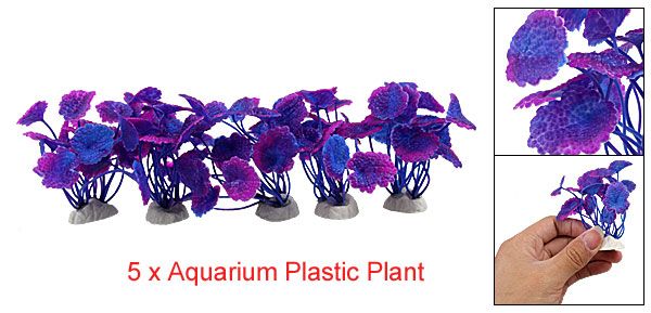 Aquarium Fish Tank Plastic Plant Ornament Decor 5 PCS  