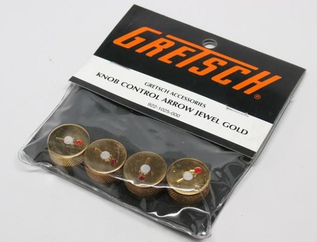 NEW Genuine Gretsch Arrow Jewel Knobs, GOLD pkg of 4  