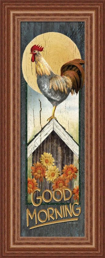 Good Morning Country Sign Rooster Kitchen Print Framed  