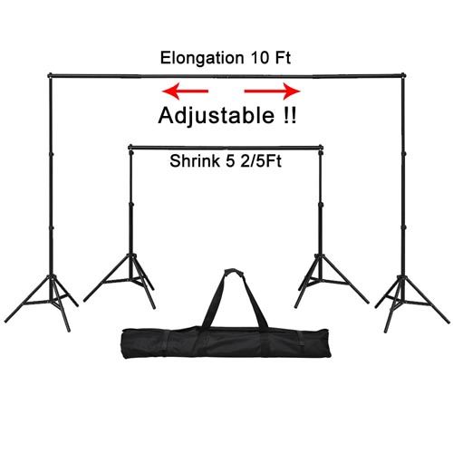 10Ft Adjustable Background Support Stand Photo Backdrop Crossbar Kit 