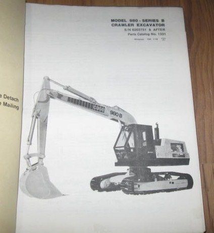 Case 980 Series B Crawler Excavator Parts Catalog  