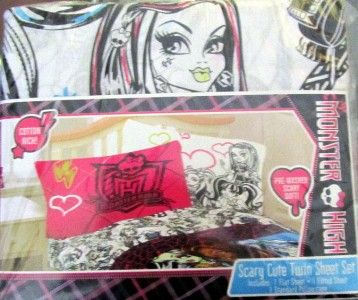   Dolls 3 Pc Twin Sheet Set Bedding Draculaura Frankie Pillowcase New