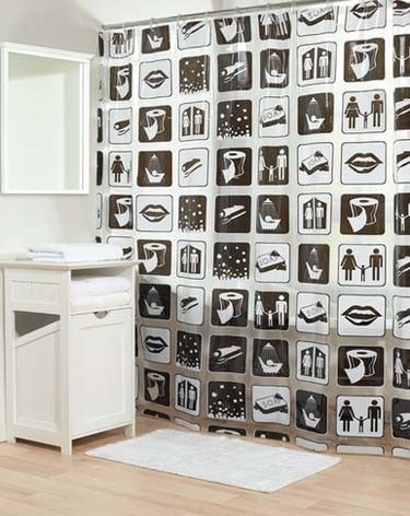 Black And White Bathroom PVC Shower Curtain Y2615  